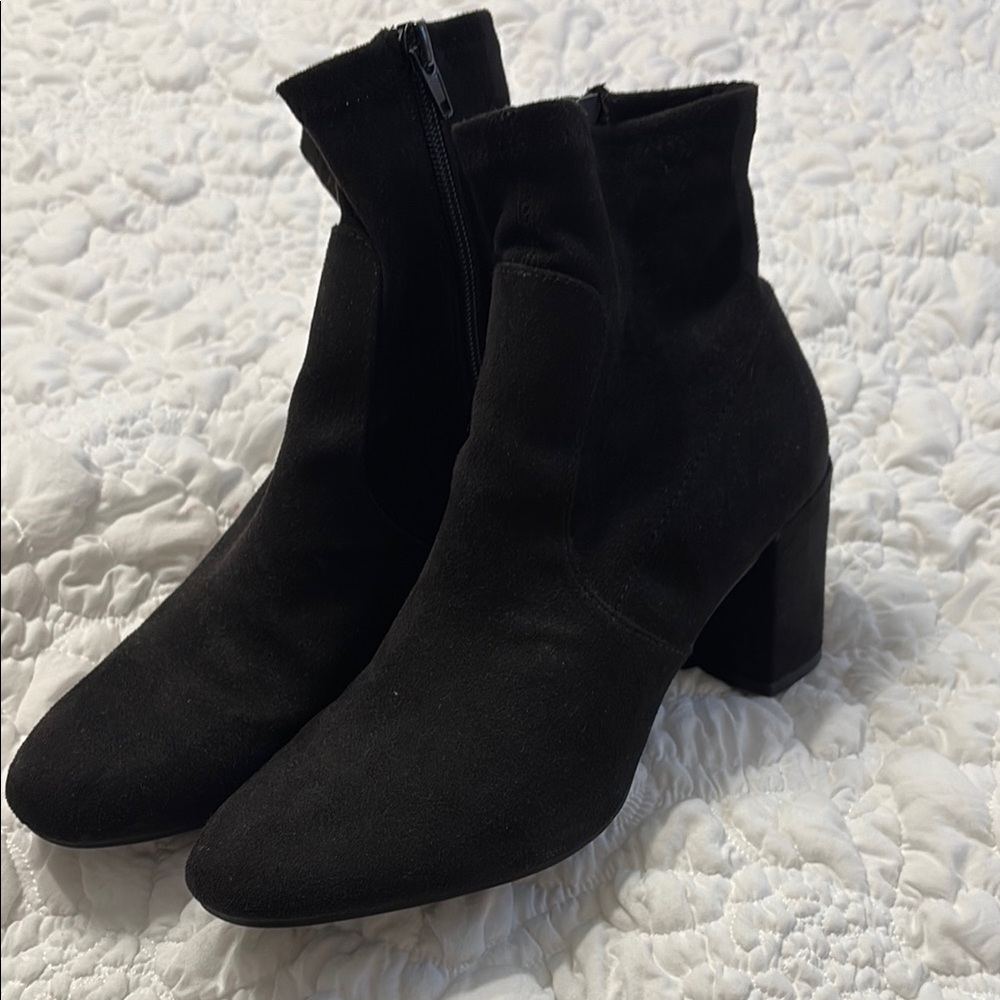 Black Ankle Boots with Block Heel